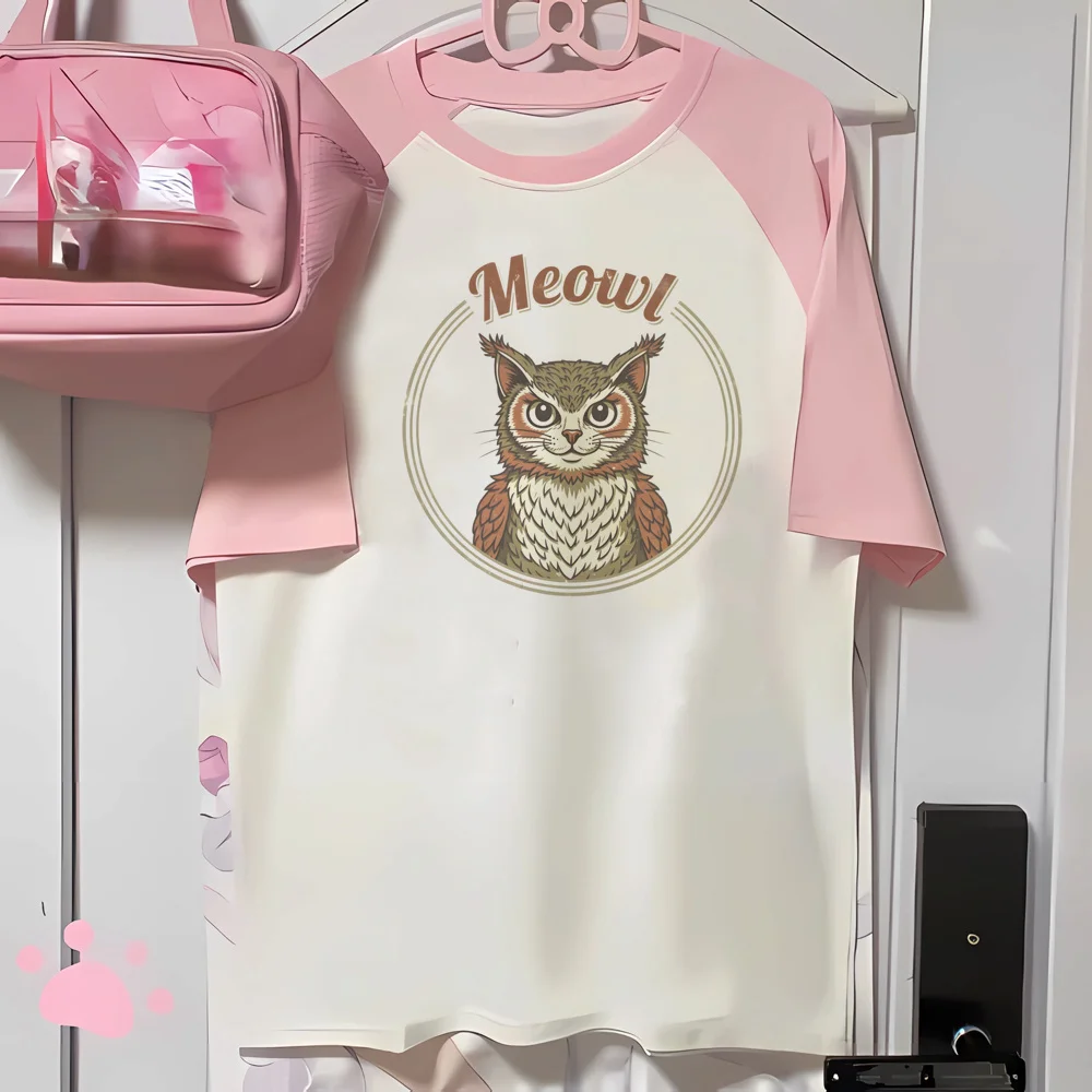 Meowl t shirt femme cute clearance sales cutecore emo t-shirt streetwear aesthetic y2k japan Retro