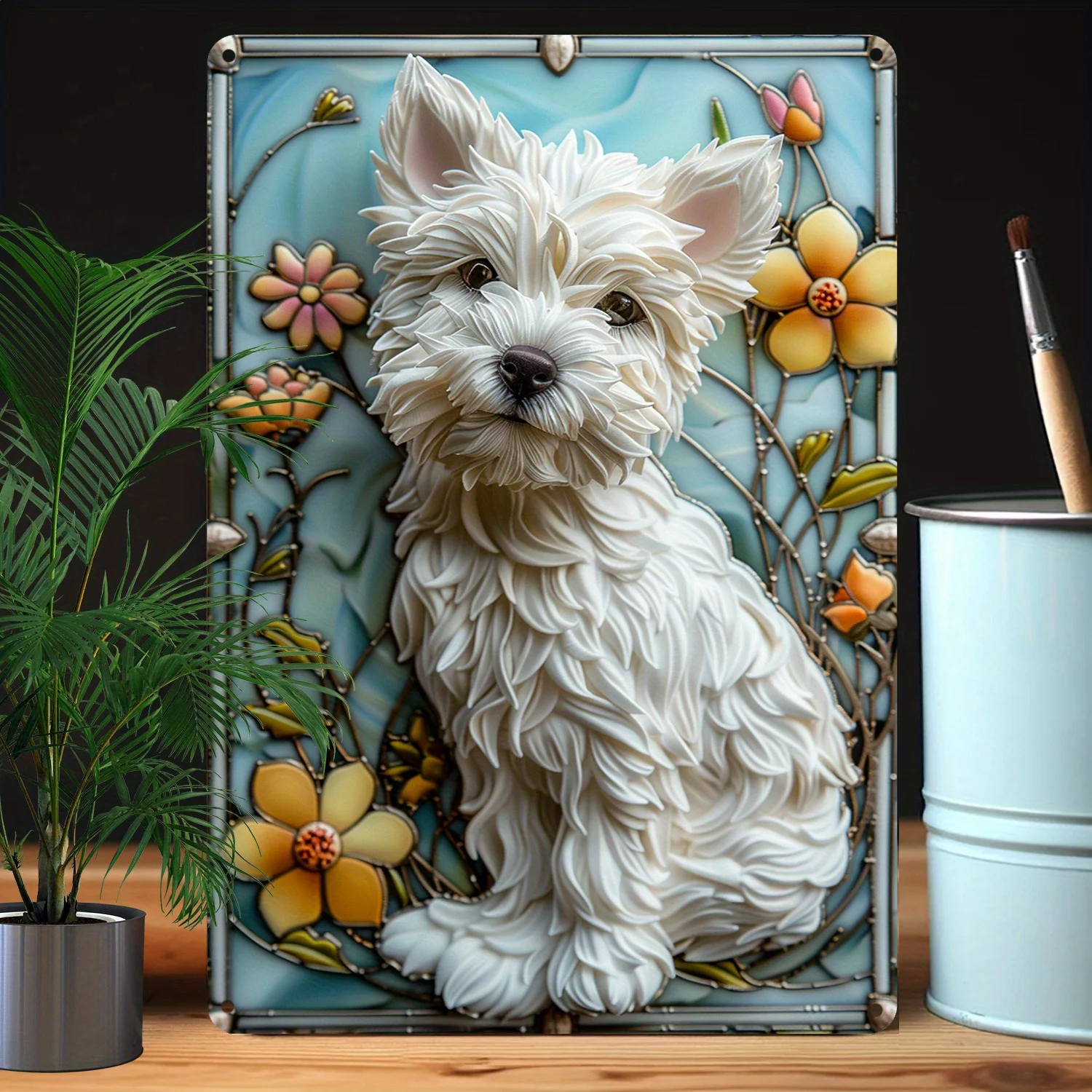 Vintage West Highland White Terrier Metal Sign - Wall Decor For Home, Gym, Bathroom, Garden - Humorous Autumn & Winter Theme