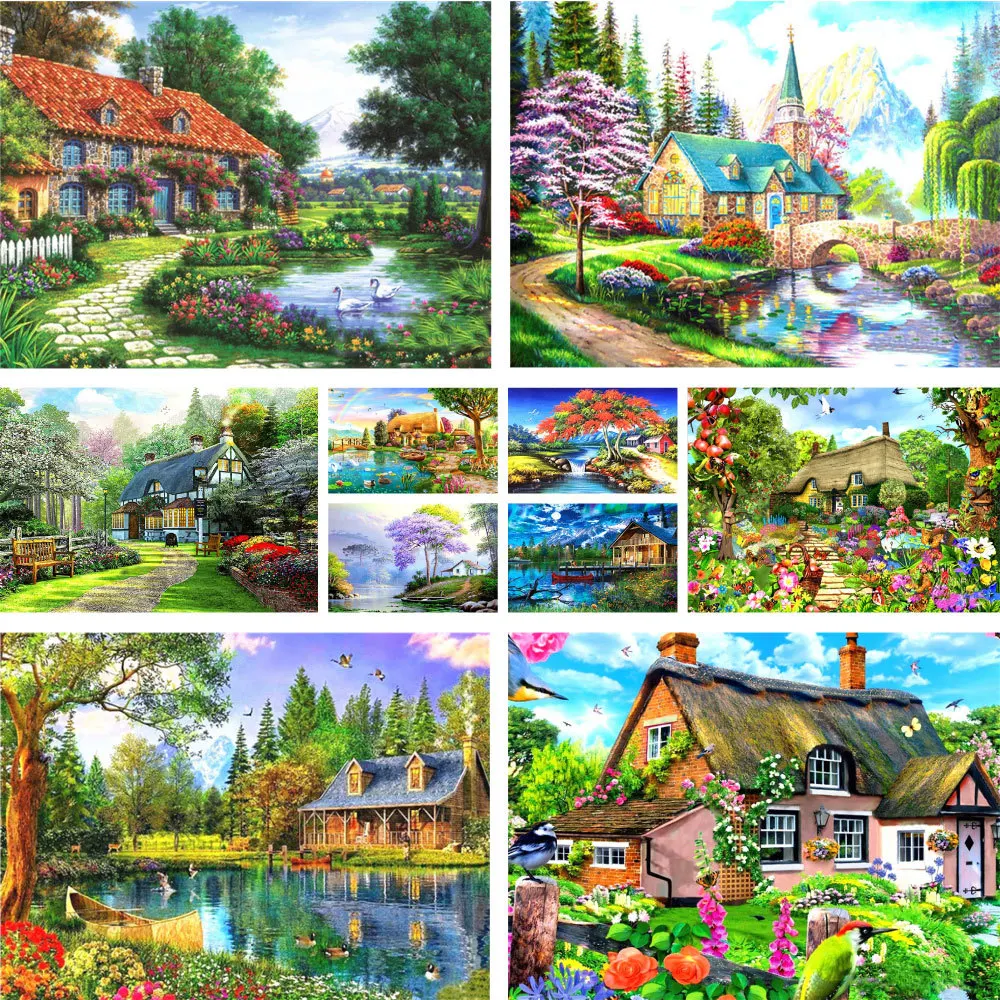 家のための装飾的な風景画,油絵,50*70のセット,芸術的な描画のための油絵,大人のための