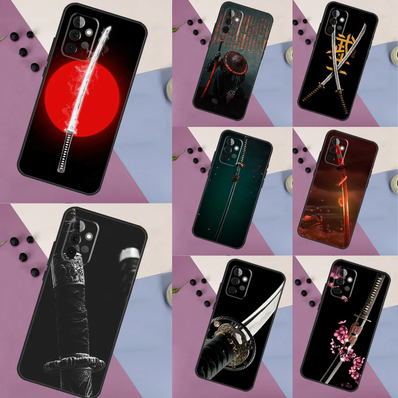 Japan Samurai Katana Case For Samsung Galaxy A14 A34 A54 A12 A22 A32 A52 A51 A71 A13 A23 A33 A53 A15 A25 Cover