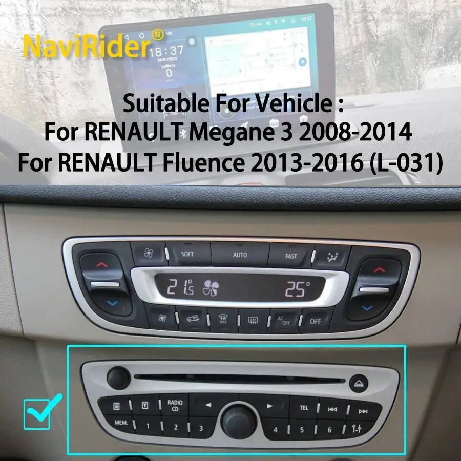 Painel de controle chave estilo oem para renault megane 3 2008-2014 para renault fluence 2013-2016 tela android do jogador de vídeo do carro
