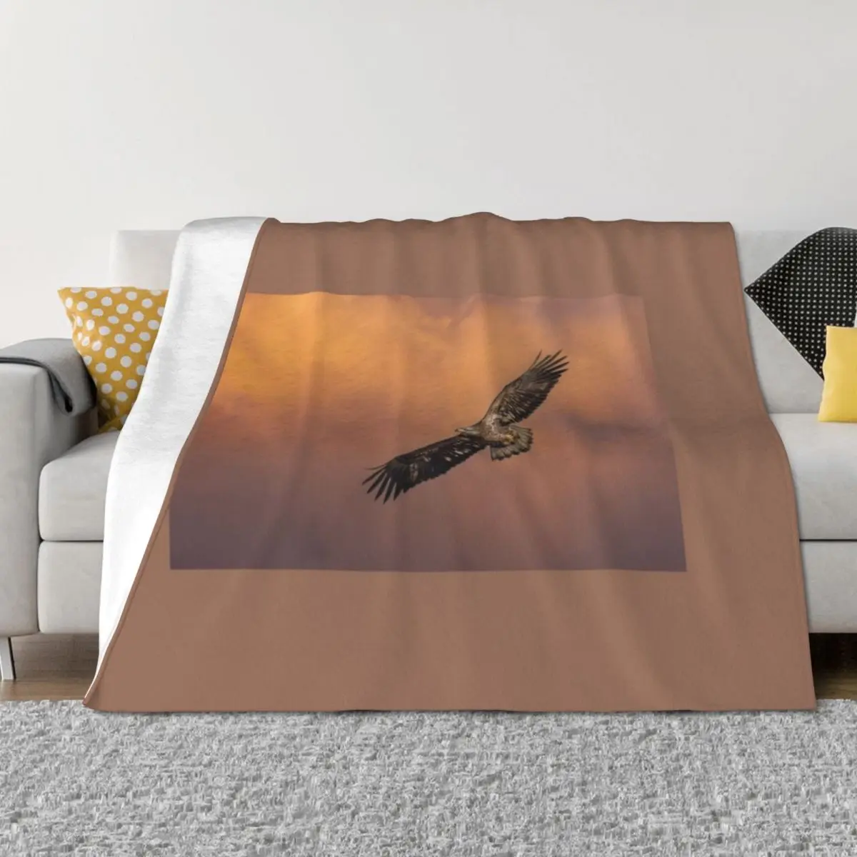 

Juvenile Bald Eagle in Flight Throw Blanket warm for winter Soft Beds Soft Plaid Single Blankets