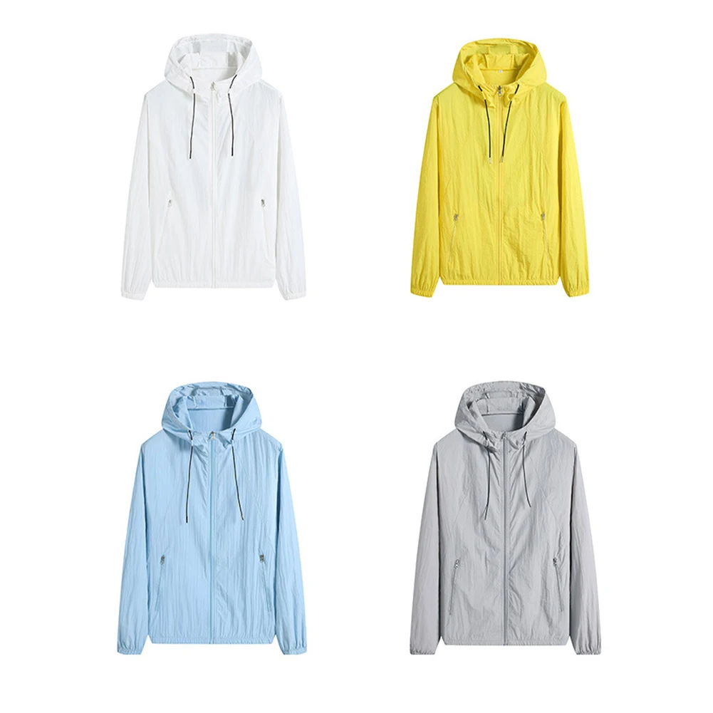 Gray Men Casual Jacket Solid Color Hooded Jacket Anti-sunshine Jacket Hooded Jacket Lightweight Jacket Long Sleeve Jacket