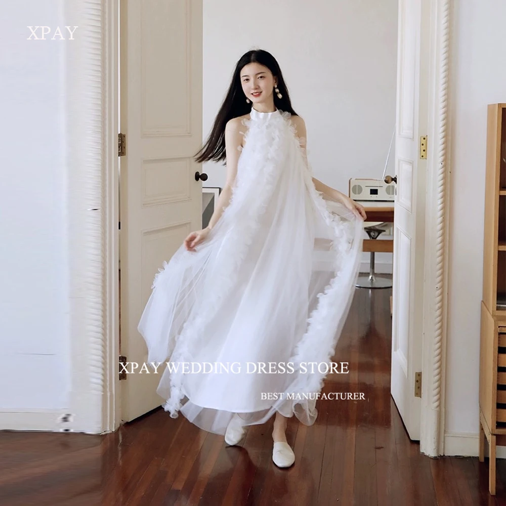 XPAY-Robe de Soirée Élégante en Tulle Blanc, Tenue de Bal Personnalisée, pour Séance Photo de Mariage, Style Coréen