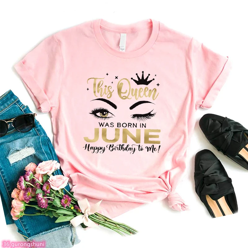 Birthday Gift This Queen Was Born In January To December Costume Tshirt For Friends Tshirt Mother'S Day Tshirt Women Tshirt Tops