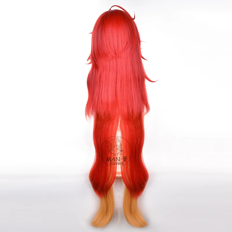 Game Mavuika Cosplay Wig Women Mix Color Mavuika Costume Synthetic Hair 110cm Long Halloween Party Wig+Wig Cap