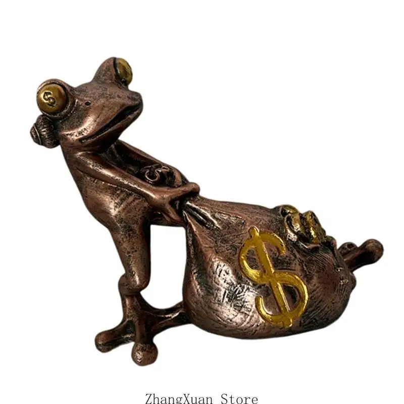 Lucky Frogs Money Bag Resin Statue Home Decors Reichtum Symbol Handcrafted Ornament 3XUF – Detail 7