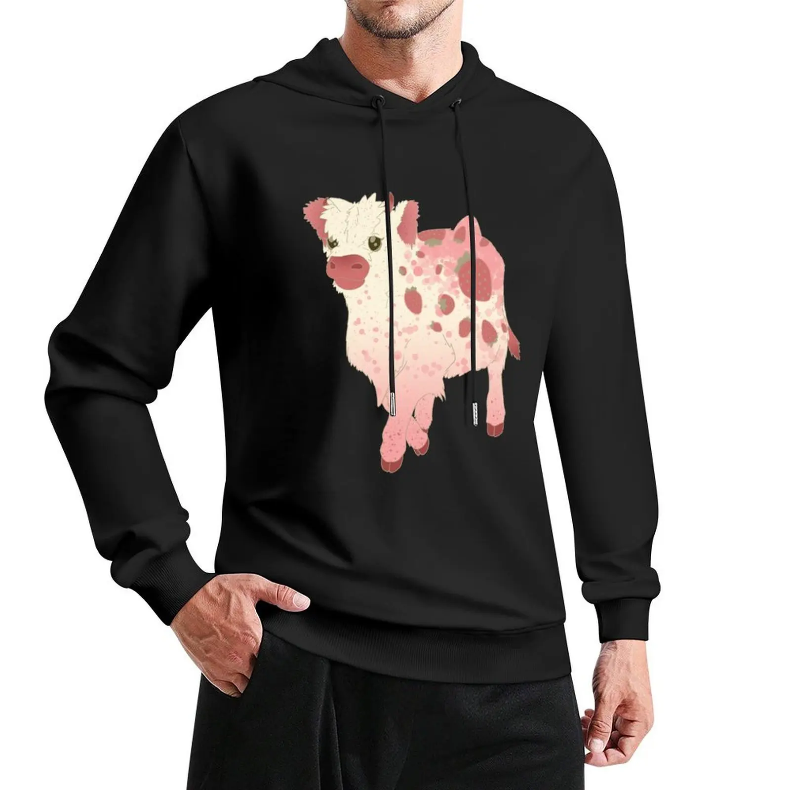 

Strawberry Cow Pullover Hoodie men's clothes hoody