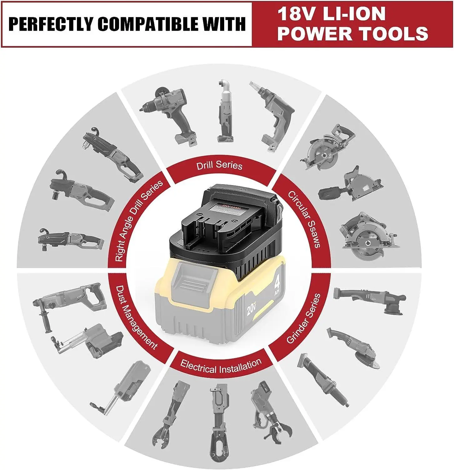 Imagem -04 - para Dewalt para Milwaukee Adaptador de Bateria Converter para Baterias de Lítio Dewalt 18v para Milwaukee 18v Ferramentas Elétricas sem Fio