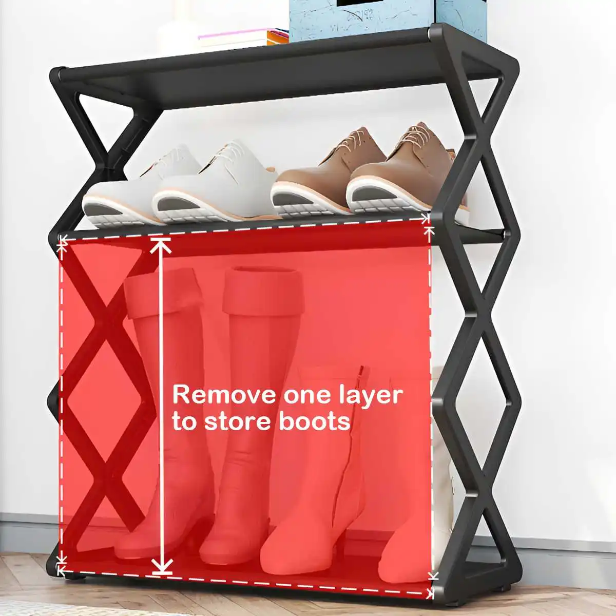 4 Tier X Type X shaped Dust proof Shoe Storage Rack Hot Multifunctional Rack for Dorm Entryways Hallways Bedrooms - Image 6
