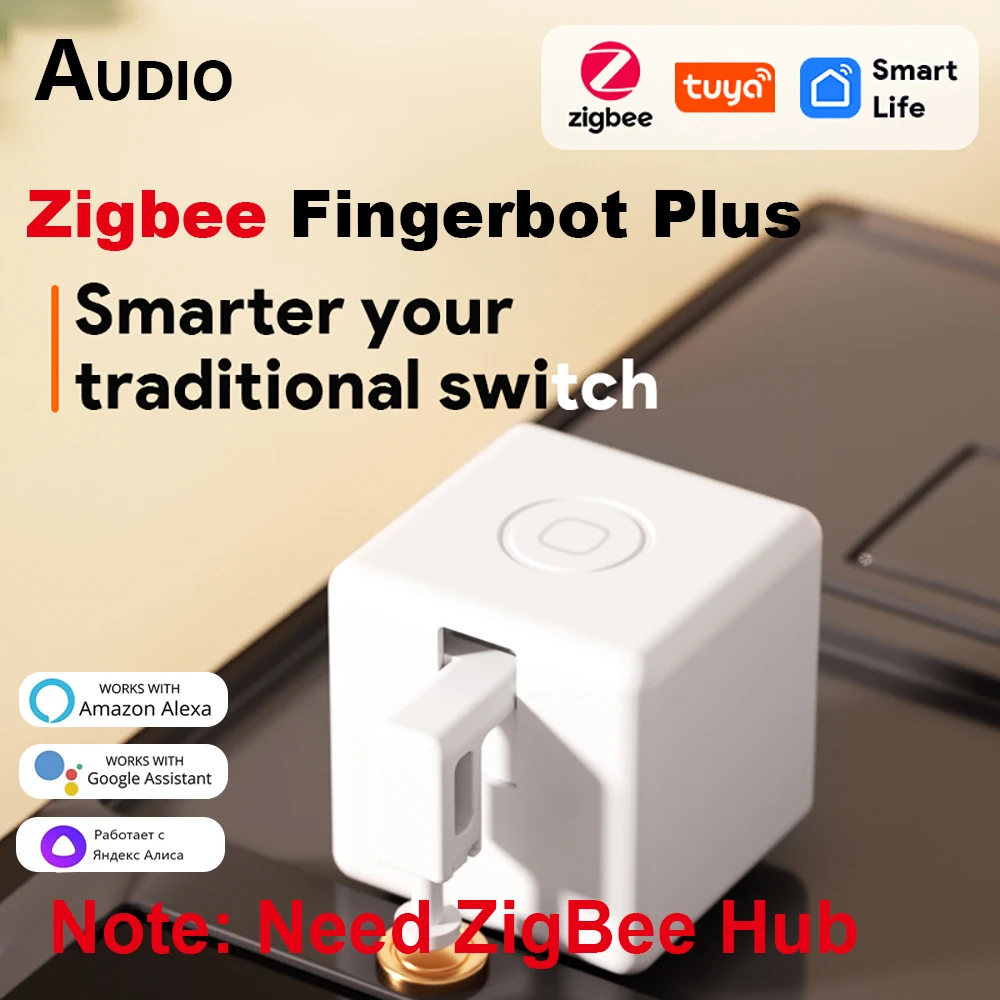 Interruptor inteligente Tuya Zigbee Fingerbot Plus, pulsador de botón, aplicación Smart Life, Control de voz de sincronización a través del