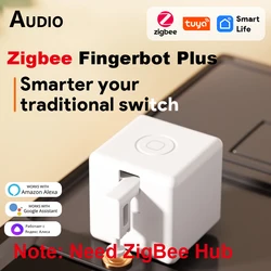 Interruptor inteligente Tuya Zigbee Fingerbot Plus, pulsador de botón, aplicación Smart Life, Control de voz de sincronización a través del asistente de Google Alexa