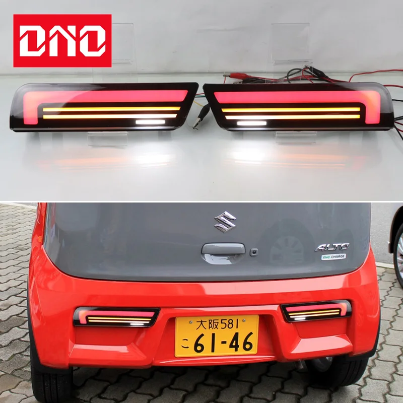 

Car LED Rear Bumper Lamps For Suzuki Alto 2016 - 2019 2022 Brake Light Turn Signal Backup Reflector Lamp Reverse Fog Taillights