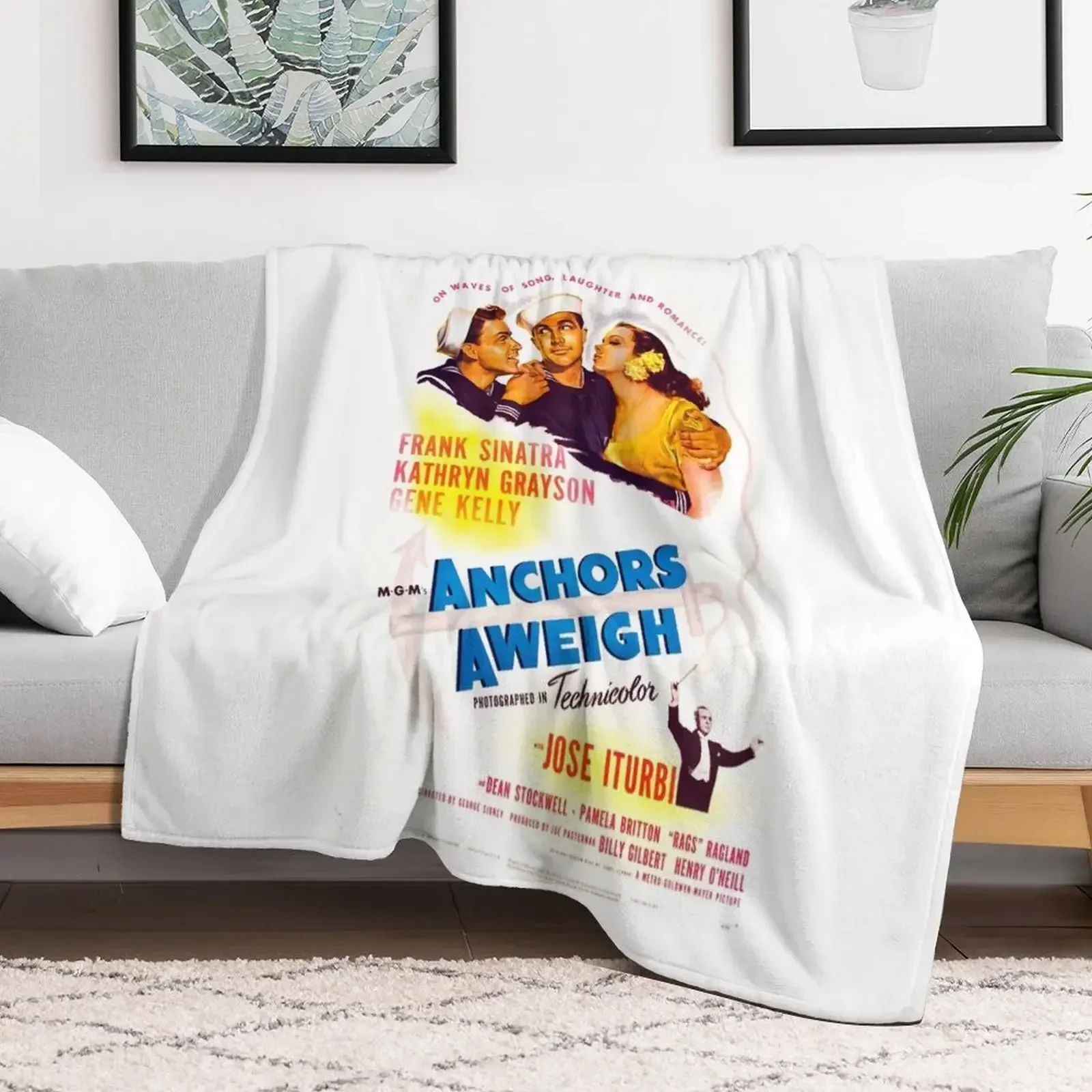 Anchors Aweigh (1945) Movie Poster Throw Blanket Sofa Throw Shaggy Cute Plaid on the sofa Blankets