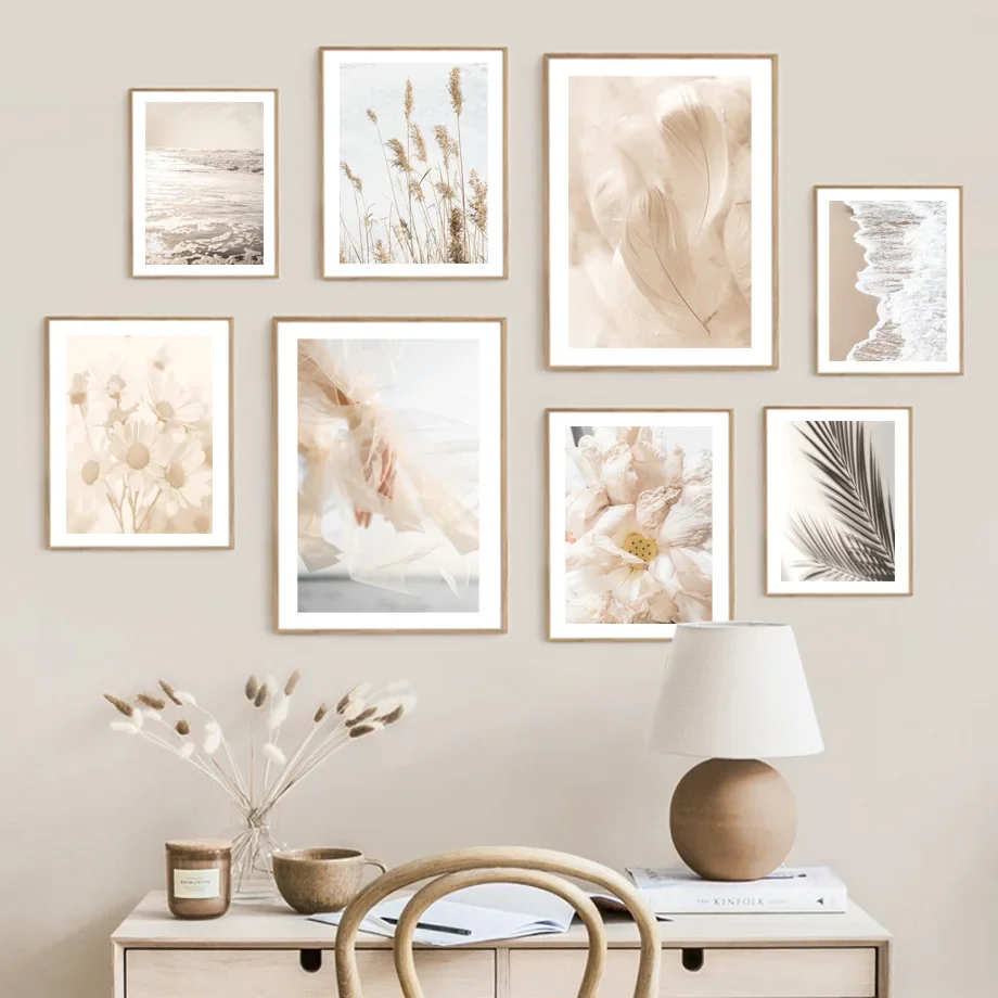 

Beach Reed Leaf Flower Landscape Stamens Wall Art Canvas Painting Nordic Posters And Prints Wall Pictures For Living Room Decor