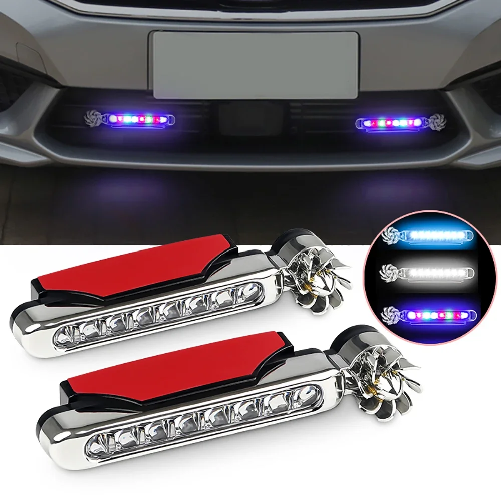 

2pcs Wind Powered Car LED DayTime Running Light Auxiliary Lighting Rotation Fan Lamp Automobile Day Time Headlight led lights