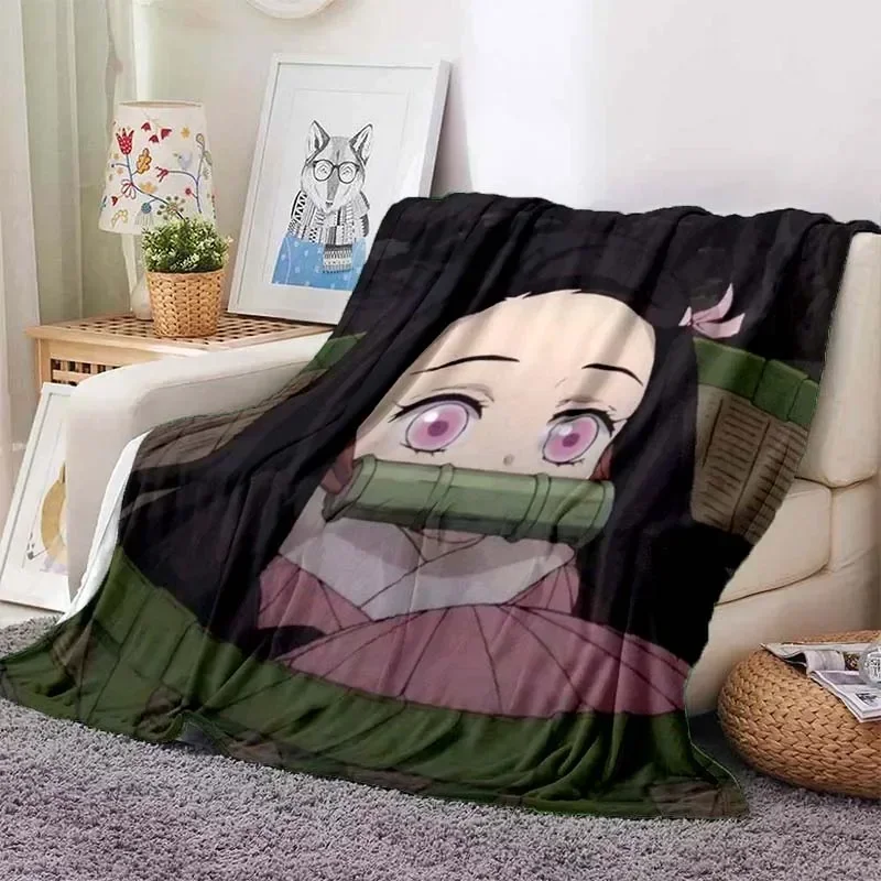 Kamado Nezuko Flannel Demon Slayer Blanket Washable Sofa Cover Hiking Picnic Fashionable Leisure Napping Throw Blankets