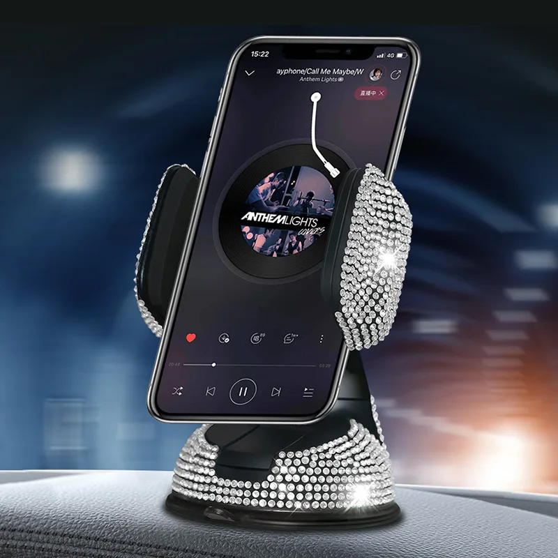 Car Phone Holder Diamond Cellphone Holder Flexible Table Stand Mount Bling GPS Stand Support For IPhone Samsung Xiaomi Huawei
