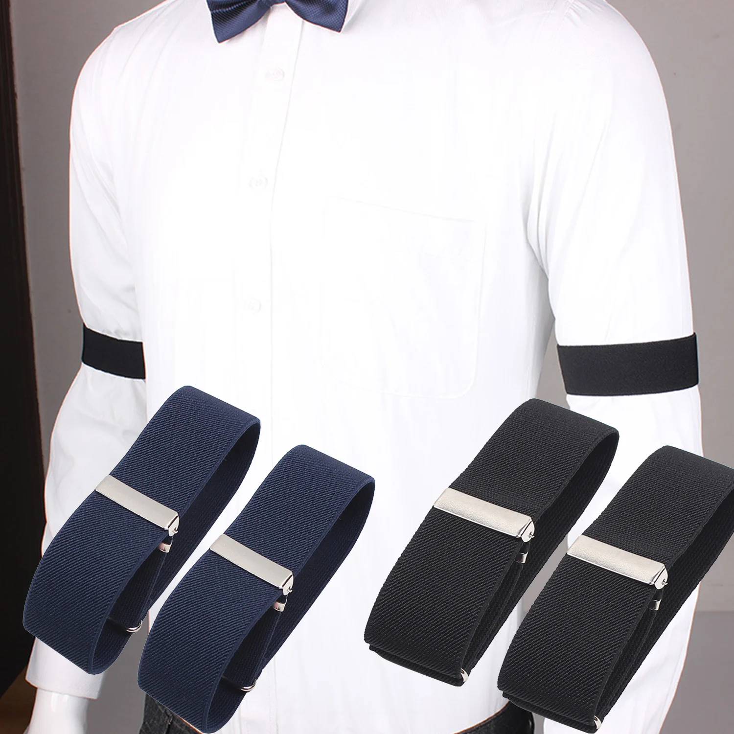 

Men Business Elastic Adjustable Shirt Sleeve Garter Strap Arm Band Sleeve Bracelet Anti-Slip Cuff Holder Armband