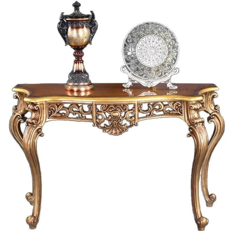 

YJQ Carved European Entrance Table Living Room Corridor Entrance Table Counter Against the Wall Foyer Cabinet