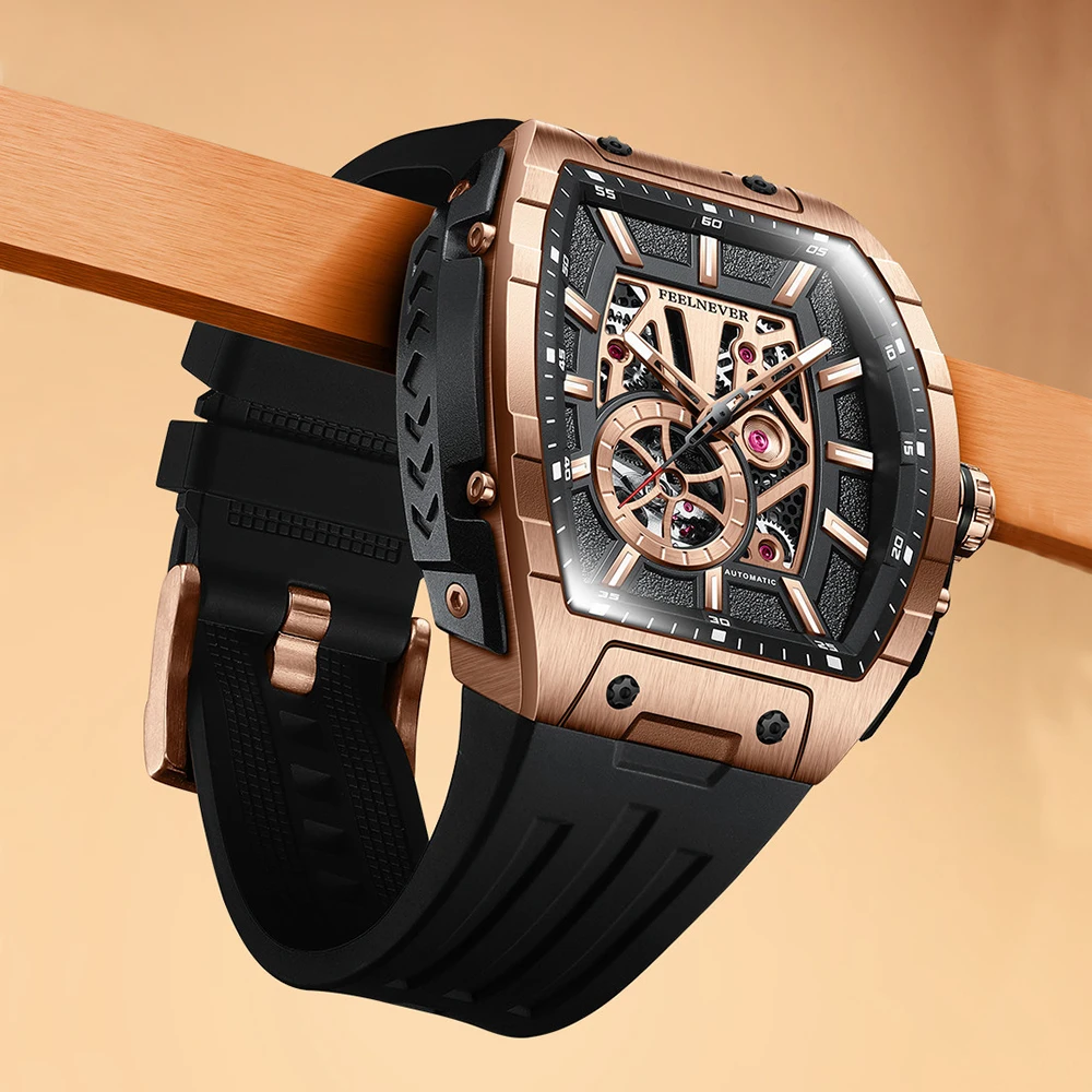 

2025 New FeelNever Tourbillon Men's Mechanical Watches Gold Luxury Automatic Watch For Men Sapphire Mirror Waterproof Luminous
