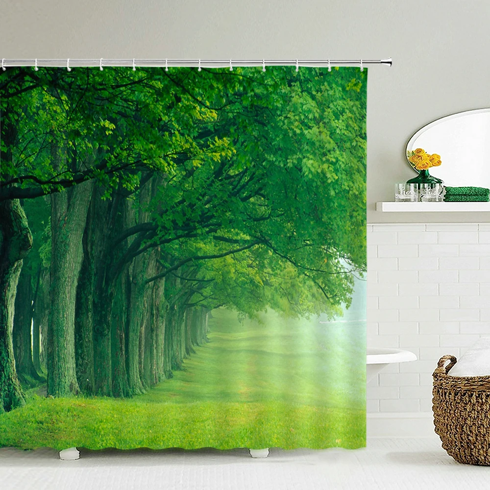 Shower Curtain Sunshine Natural Forest landscape 3D Printing bathroom Curtains Polyester Waterproof Home Decor Curtain 180x180