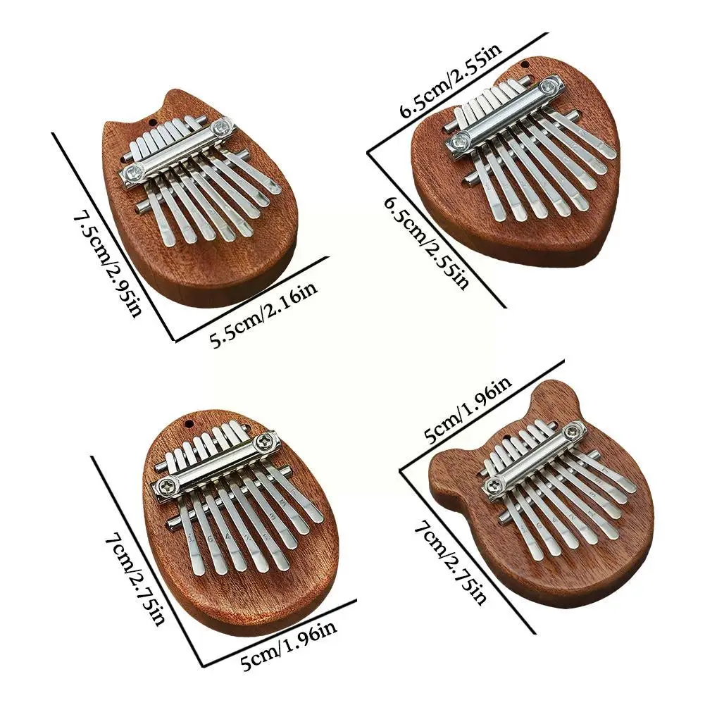 8 ton Mini Kalimba kciuk fortepian drewniany mały Instrument muzyczny do noszenia wisiorek prezent palec fortepian dla dorosłych dzieci A1I5