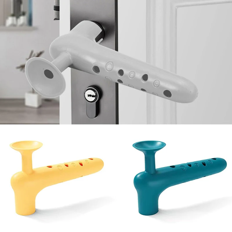 Hot Door Knob Covers L Shape Silicone Door Handle Protective Cover Sucker Type Door Knob Cover Anti-collision Door Knob Cover