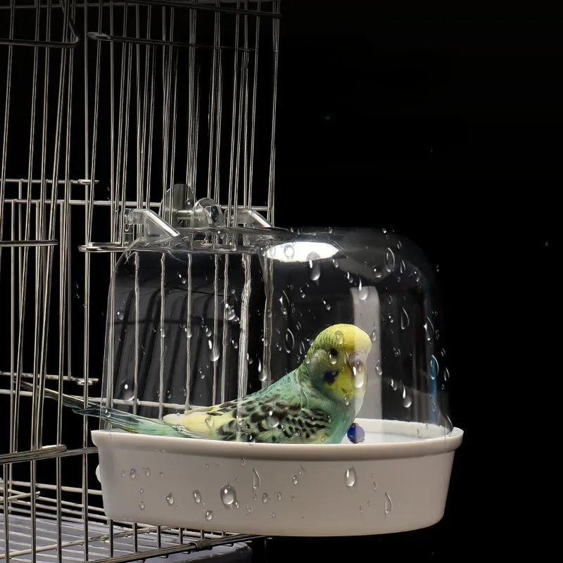 Bird Bathtub Shower Box Plastic Case Water Bath Tub for Pet Bird Bowl Parrots Parakeet Hanging Birdbath Cage accessories