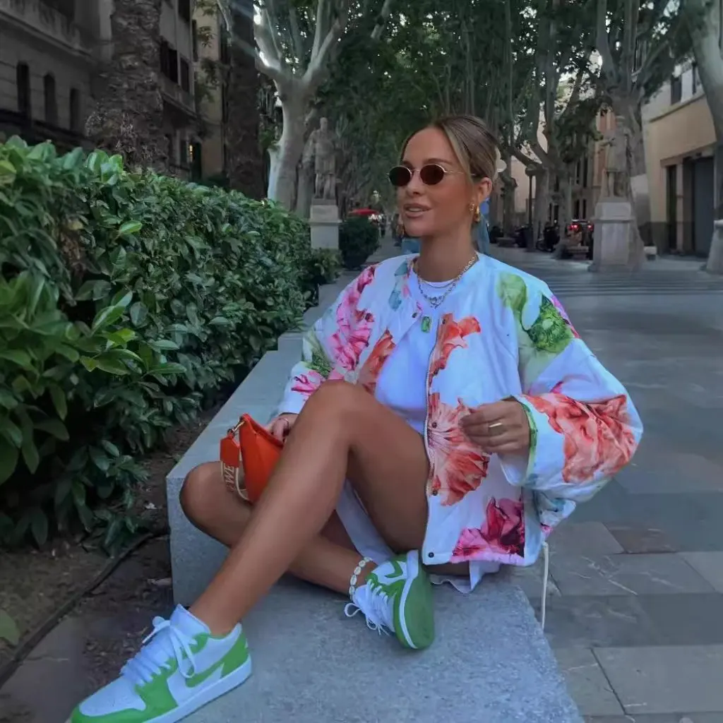 

Summer New Women's Retro Cotton-Padded Jacket round Neck Long Sleeve Flower Printed Casual Drawstring European American Style