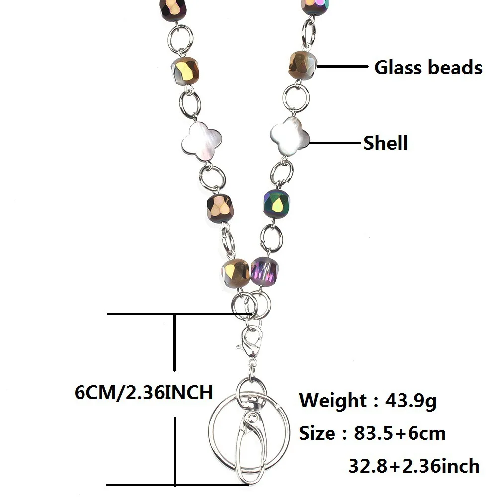 Beaded Lanyard Chain Necklace for ID Card Holder Badge Clip Necklace for Women Lanyards Key Holder Nurse Accessories