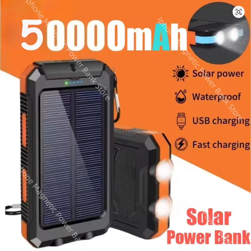 

50000mAh Waterproof Outdoor Solar Power Bank Dual USB Travel Portable Solar Mobile Phone Charger Solar Powerbanks For Camping