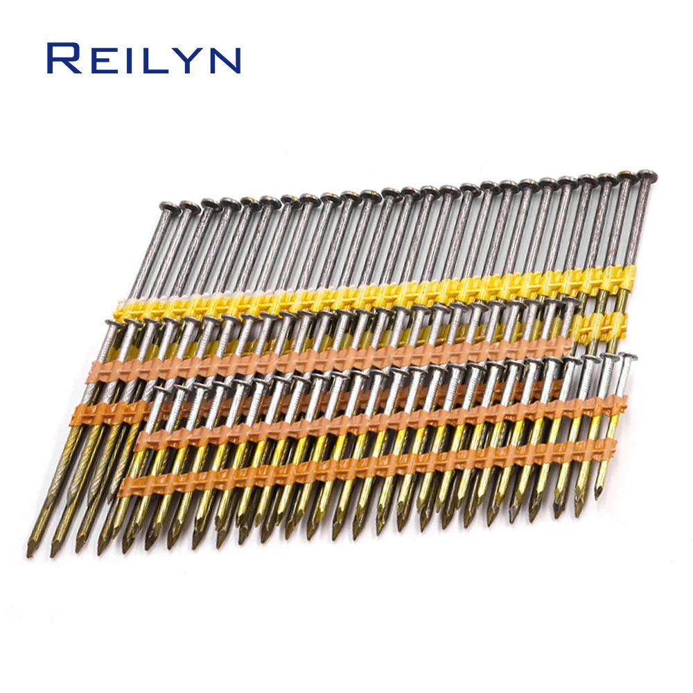 100pcs 21 Degree Plastic Row Nails 50mm 64mm Oblique Row Nail for Construction Industry Fastening Frame Floor Pallet Roof