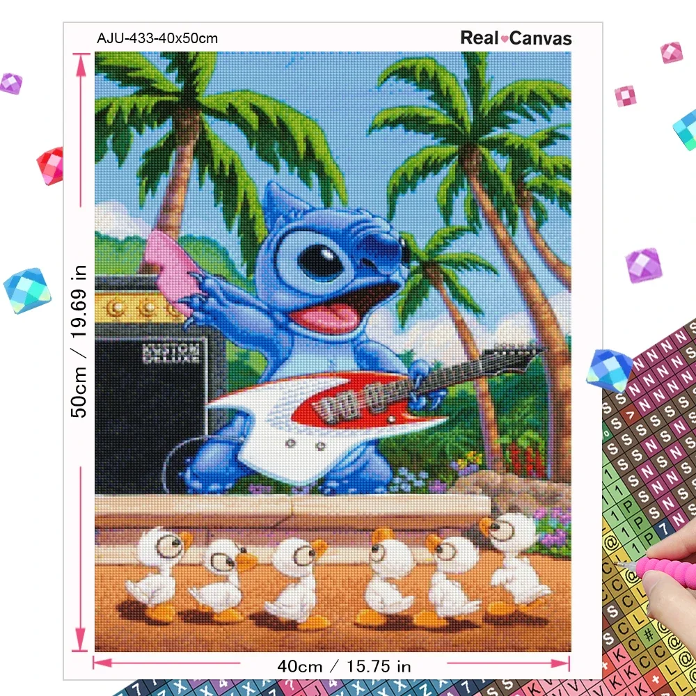 Disney lukisan berlian Stitch gambar Mickey bulan AB bor berlian mosaik Kit jahit silang kartun berlian imitasi seni dekorasi rumah