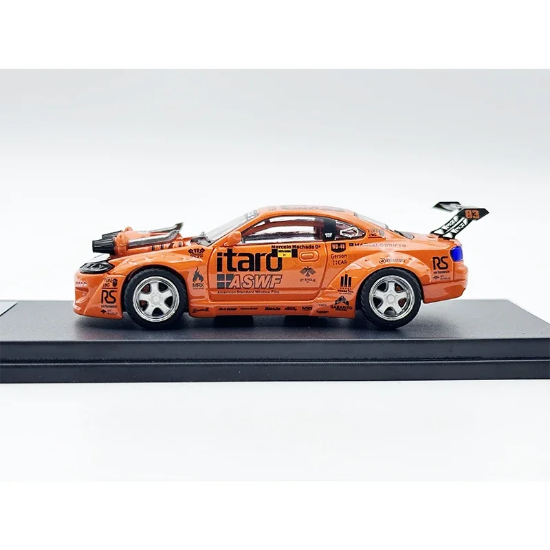 Ys 1:64 silvia s15 marcelo drift cayenne v8 motor diecast diorama modelo de carro coleção brinquedos em miniatura