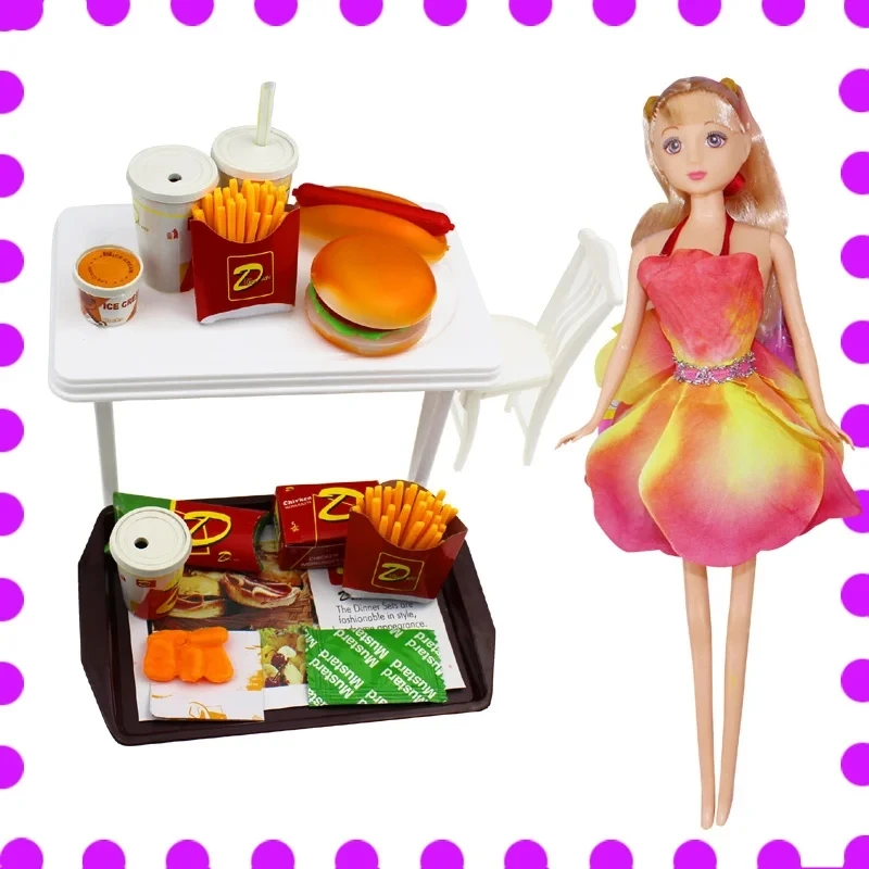 table for dolls House White Table Children Baby Suit Furniture Accessories Fashion Girls Plastic