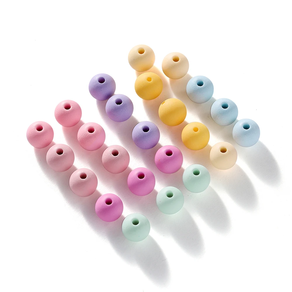 30/50/100 szt. Okrągłe akrylowe matowe koraliki 6mm 8mm 10mm luźne koraliki dystansowe do tworzenia biżuterii DIY ręcznie robione bransoletki akcesoria
