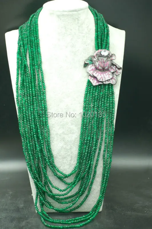 

12rows green jasper roundel faceted & red zirocn flower 4*2mm necklace 28-38inch wholesale beads nature gift discount