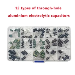 120pcs Electrolytic Capacitor  Aluminum Electrolytic Capacitor Kit 12 Values 1uF-470uF DIP Electrolyte Capacitors