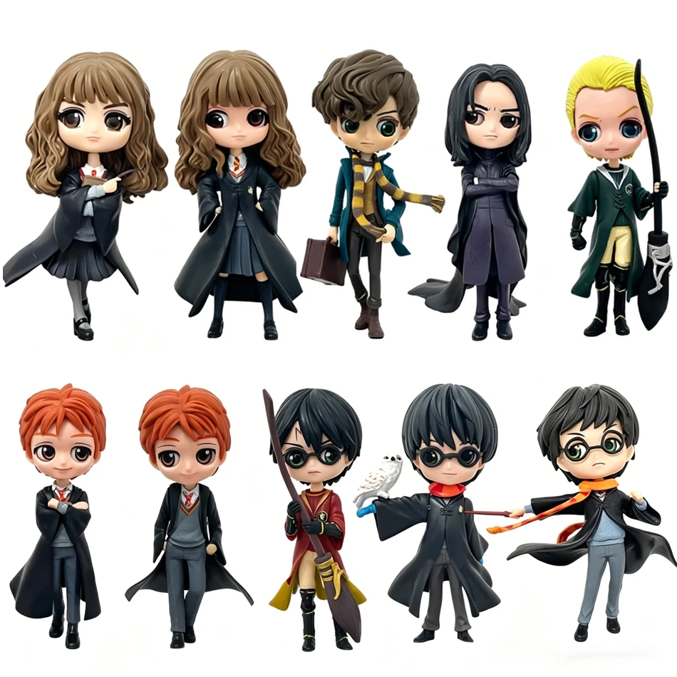 10 Figuras de Anime de Harry Potter, Muñecas de Hermione Granger y Ron Weasley, Modelo de PVC de Acción, Regalos Coleccionables para Niños