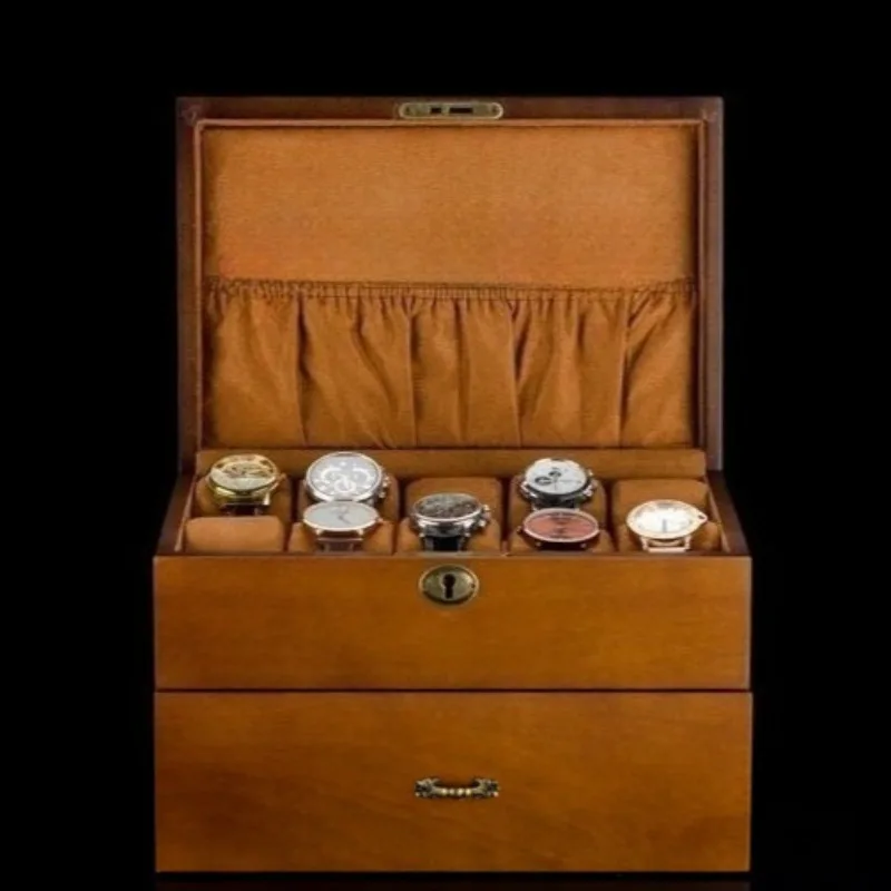 Large Watch Storage Case Luxury Watches Organizer Box with Lock Glass Watches Display Cases Men's Waterproof Wristwatch Boxes