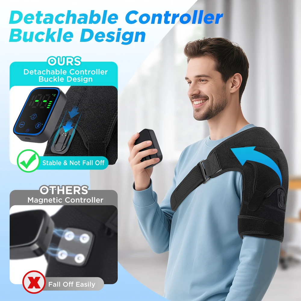 

Electric Heating Shoulder Massage Heated Back Shoulder Brace Adjustable Heating Shoulder Massage Belt For Arm Muscle Relaxation