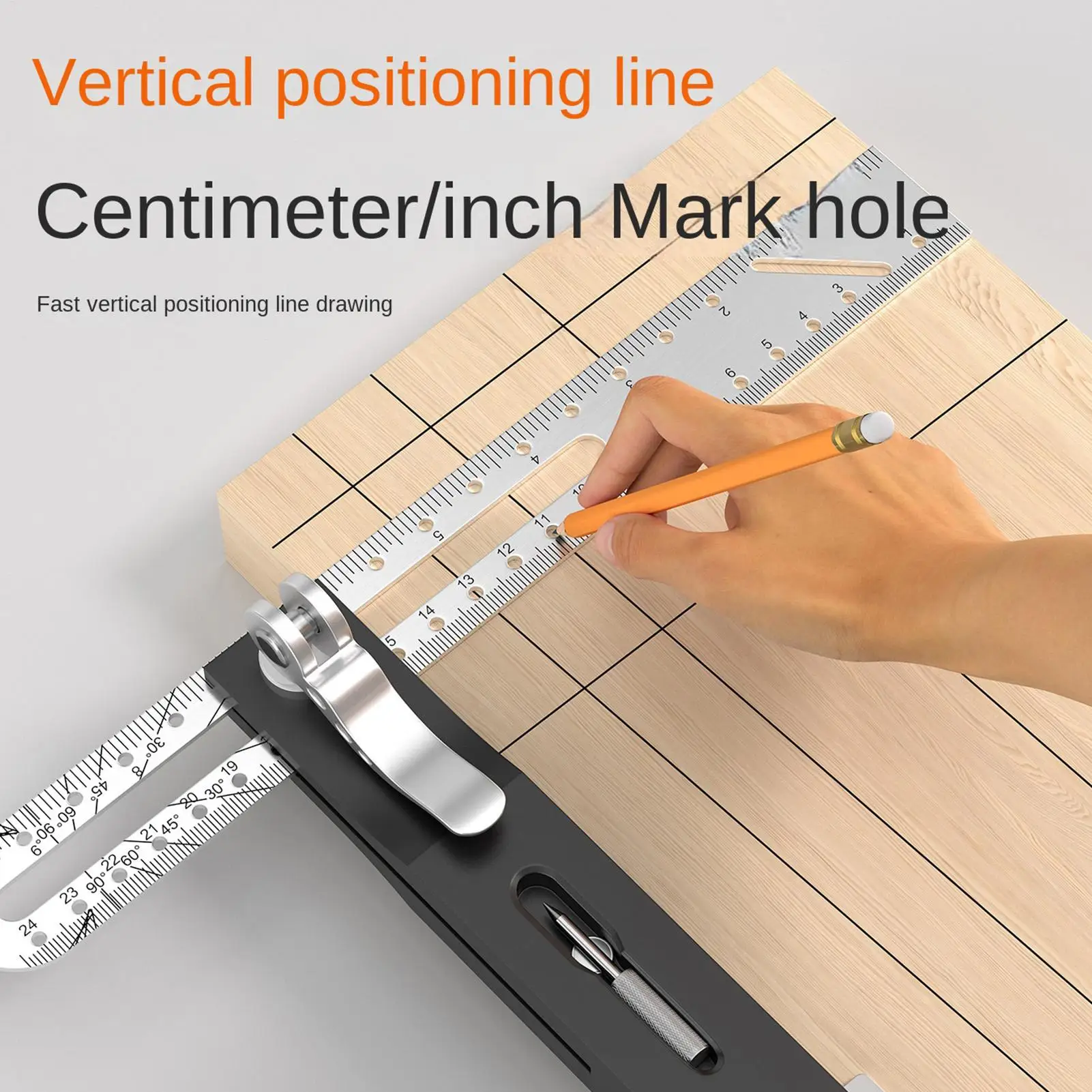 Multifunctional Scribing Level Ruler Woodworking Marking Ruler Multiple Angled Positioning Ruler Multi Angle Finder Gauge