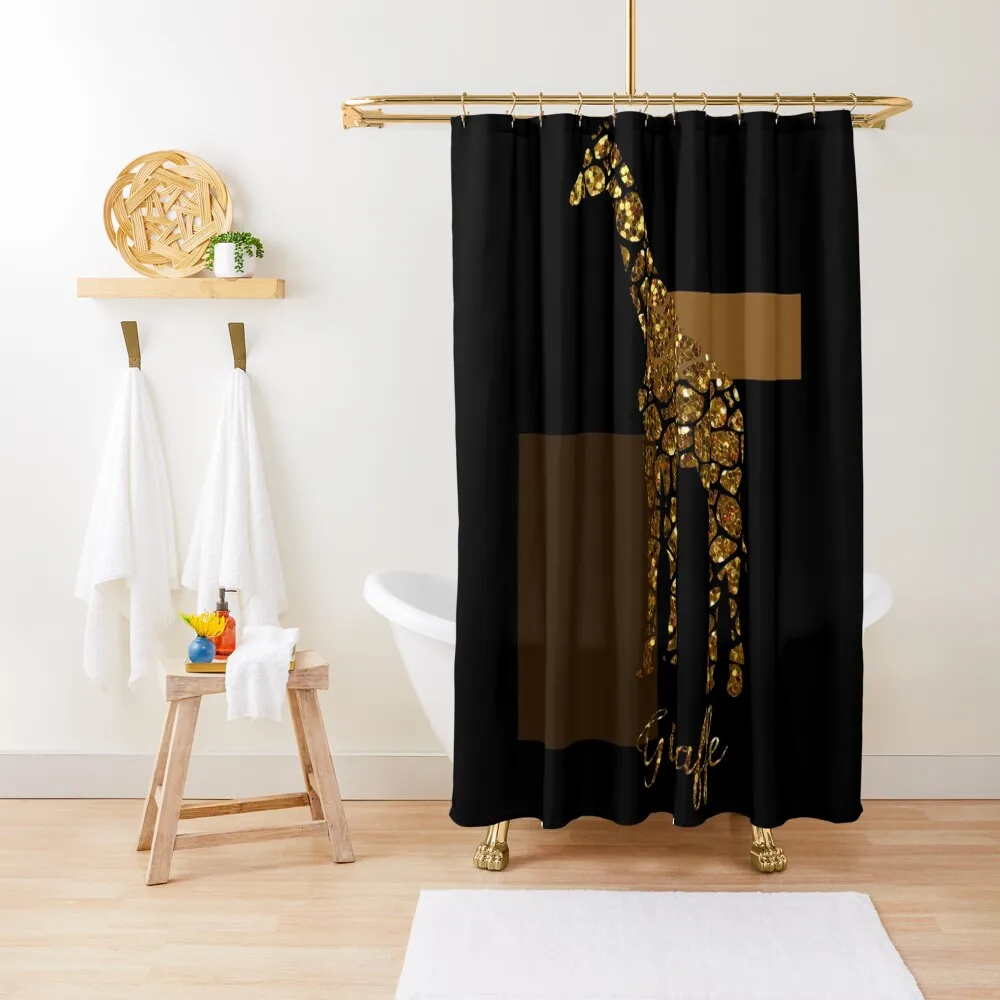 

Modern Golden Giraffe, gold black brown Shower Curtain Bathroom Shower Set Bathroom Box Set For Bathroom Curtain