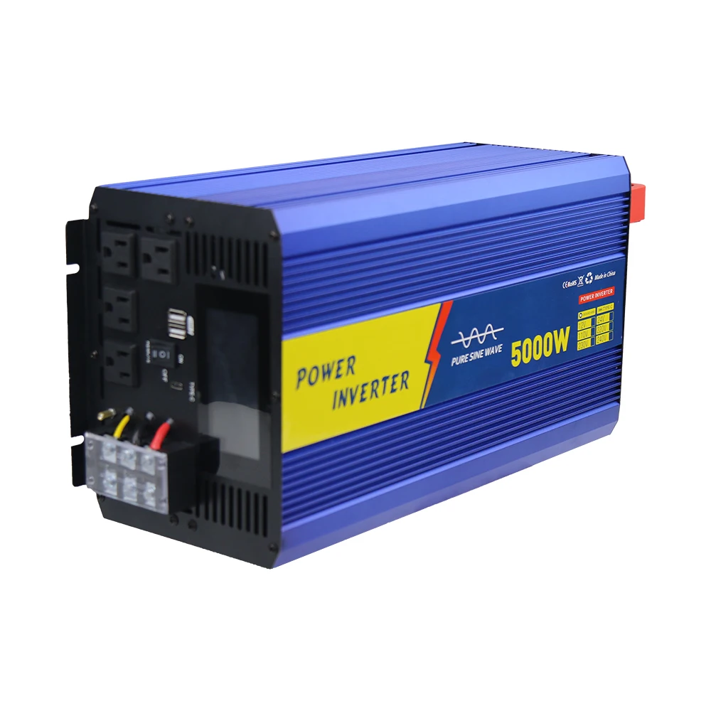 DC12V to AC 220V/110V 5000W 50Hz/60Hz LED Display USB Pure Sine Wave Charging Power Inverter