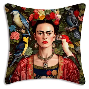 F-Furida-Short Plush Cartoon Kissen, wunderschöner Doppelgesichtsdruck, Sofa, dekorativ, Haus 8 Hauptverkäufe deckt Frida Kahlo - №6 ab