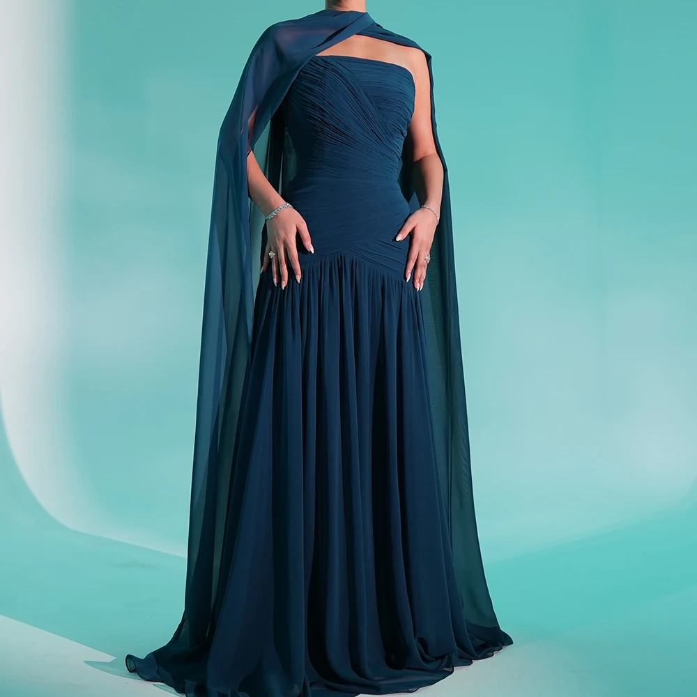 

Вечерние платья трапециевидной формы по индивидуальному заказу, длиной до пола, без бретелек, без рукавов, платье для выпускного вечера, модное палантин с талисом, простое драпированное вечернее платье