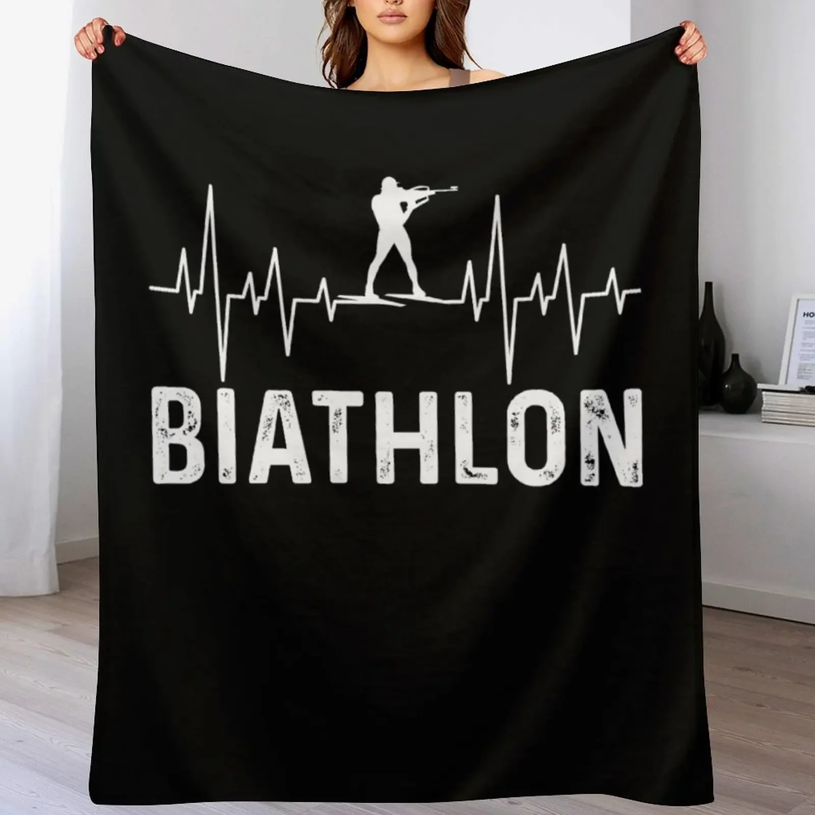 Biathlon heartbeat, biathlon heartbeat, sport Throw Blanket Year Round Soft Comfortable Blanket for Home