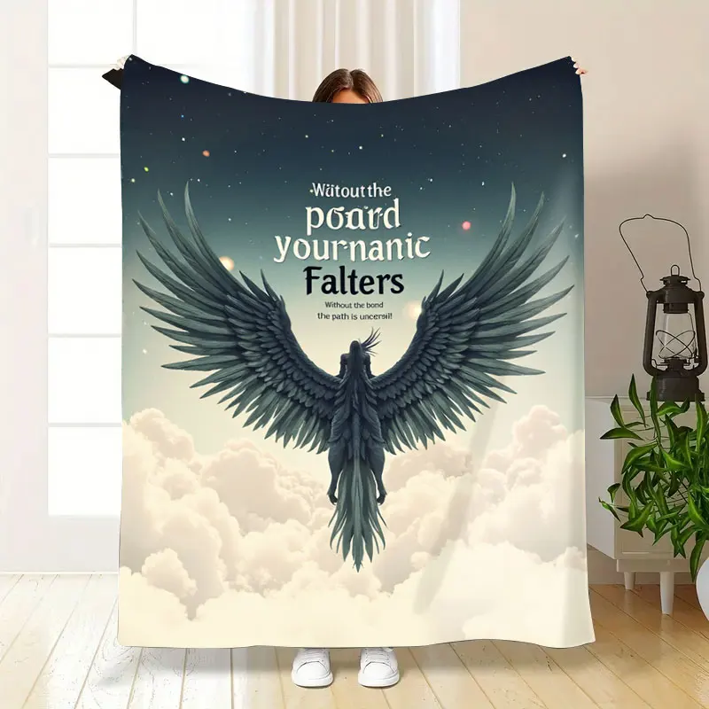 1pc flanellen deken "Angel Wings Cloudscape deken - inspirerend citaat, zachte, gezellige gooien voor woondecoratie"