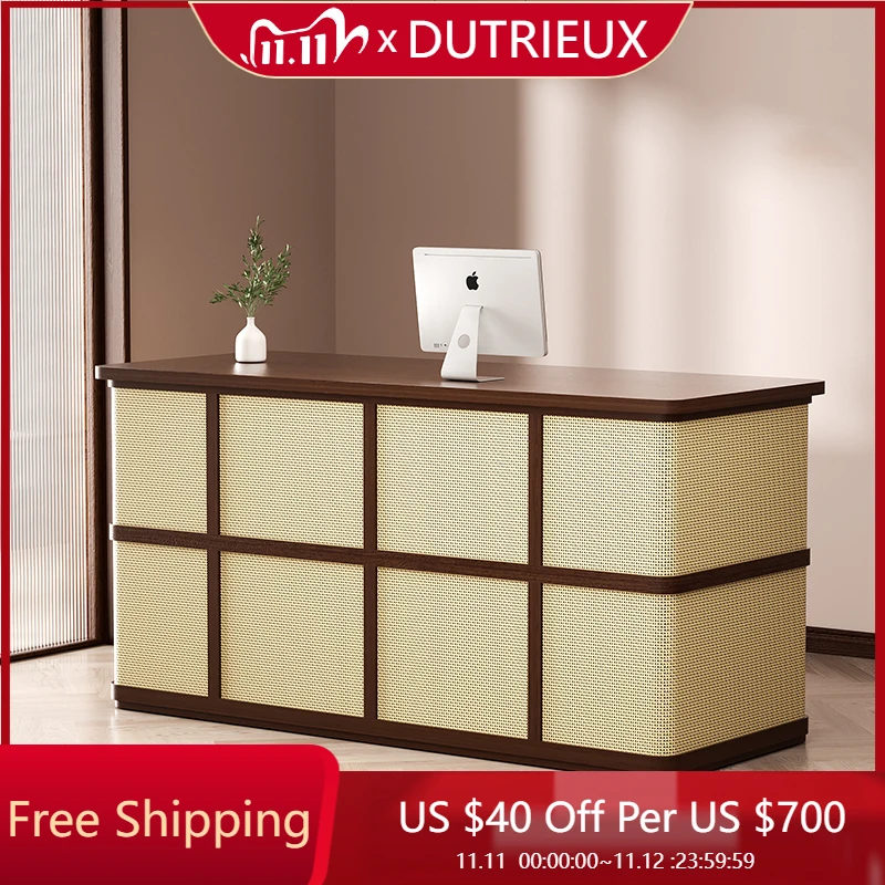

Wood Design Reception Desks Two People Store Salon Counter Reception Desks Checkout Elegant Mostrador De Tienda Office Furniture